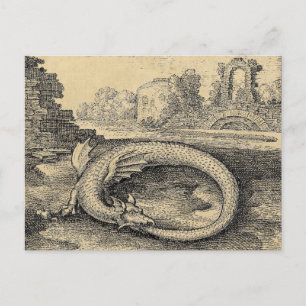 Carte Postale Ouroboros Dragon Biting c'est Propre Queue