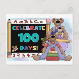 Carte Postale Ours 100 jours d'école