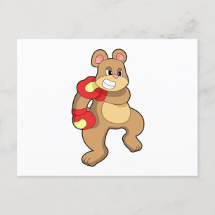 Carte Postale Ours à la boxe avec gants de boxe
