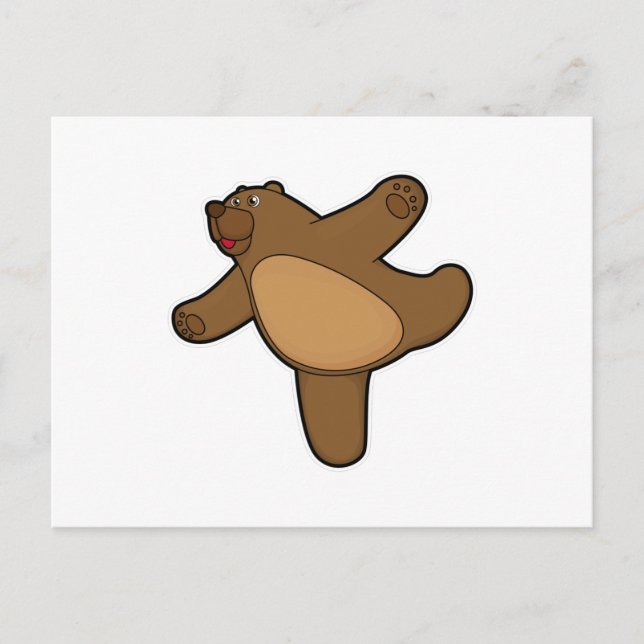Carte Postale Ours à l'exercice de yoga en étirement (Devant)