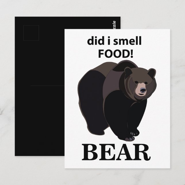 Carte Postale Ours Ai-Je Senti Nourriture Drôle Ours (Devant / Derrière)