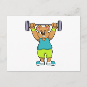 Carte Postale Ours au Bodybuilding avec Barbell