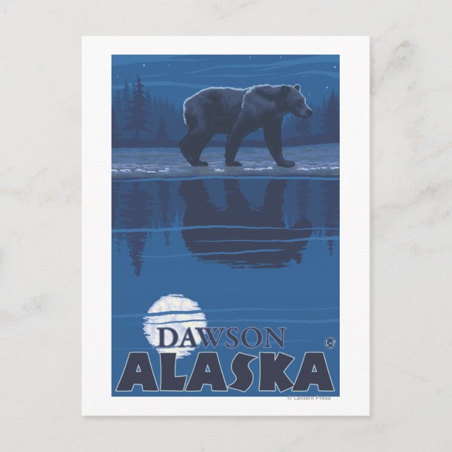 Carte Postale Ours au clair de lune - Dawson, Alaska (Devant)