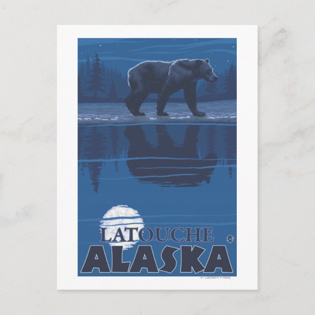 Carte Postale Ours au clair de lune - Latouche, Alaska (Devant)