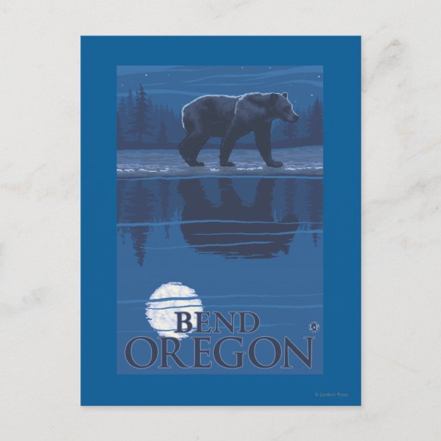 Carte Postale Ours au clair de lune - Pente, Oregon (Devant)