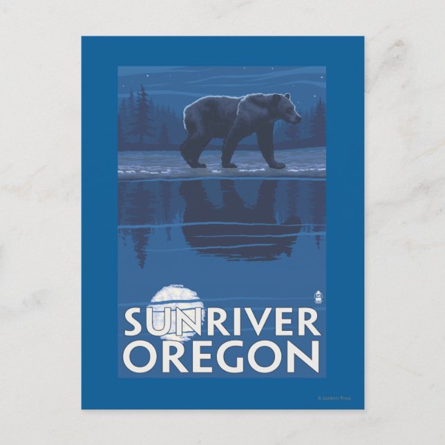 Carte Postale Ours au clair de lune - Sun River, Oregon (Devant)