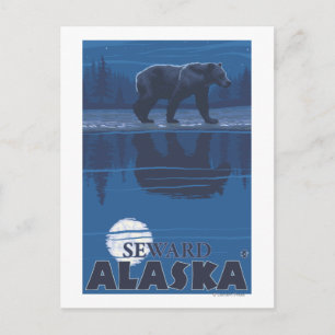 Carte Postale Ours au clair de lune - Vent, Alaska