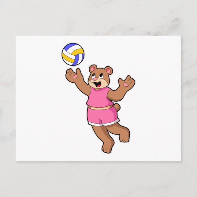 Carte Postale Ours au sport de volleyball (Devant)