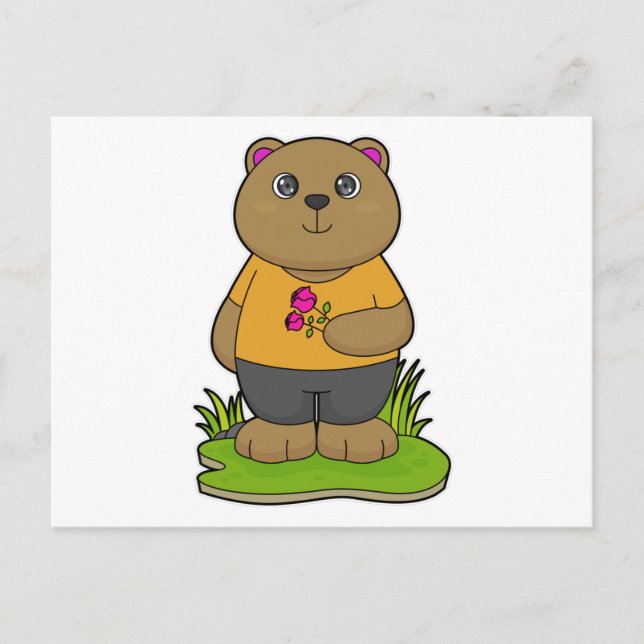 Carte Postale Ours aux fleurs (Devant)