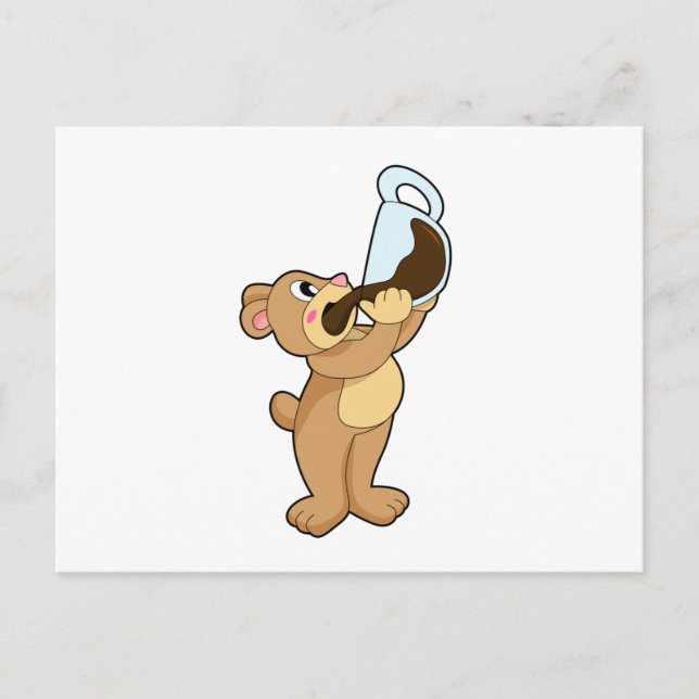 Carte Postale Ours avec café Coupe (Devant)