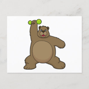 Carte Postale Ours avec cloche à Yoga Fitness