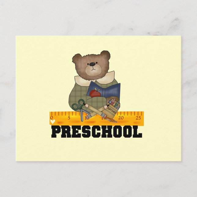 Carte Postale Ours avec la règle Tshirts et cadeaux préscolaires (Devant)
