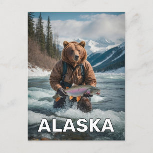 Carte Postale Ours Avec Poisson En Alaska