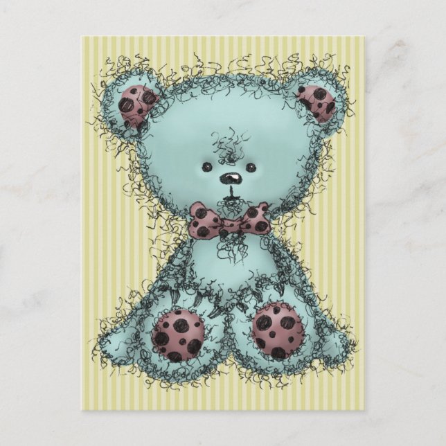 Carte Postale Ours bleu en peluche (Devant)