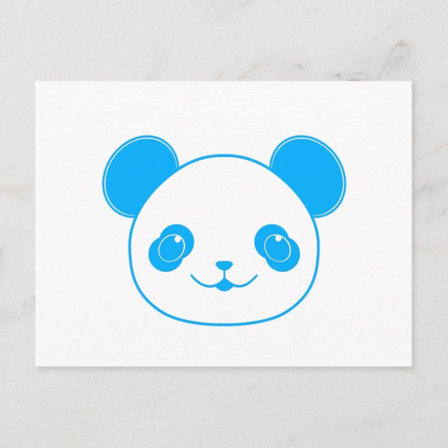 Carte Postale Ours bleu Kawaii Panda (Devant)