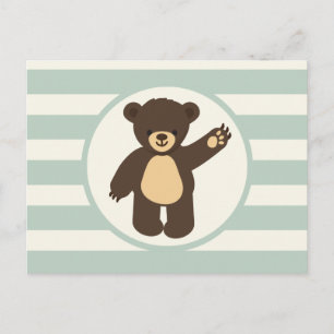 Carte Postale Ours Brown Bois mignon; Grandes Vert Sage