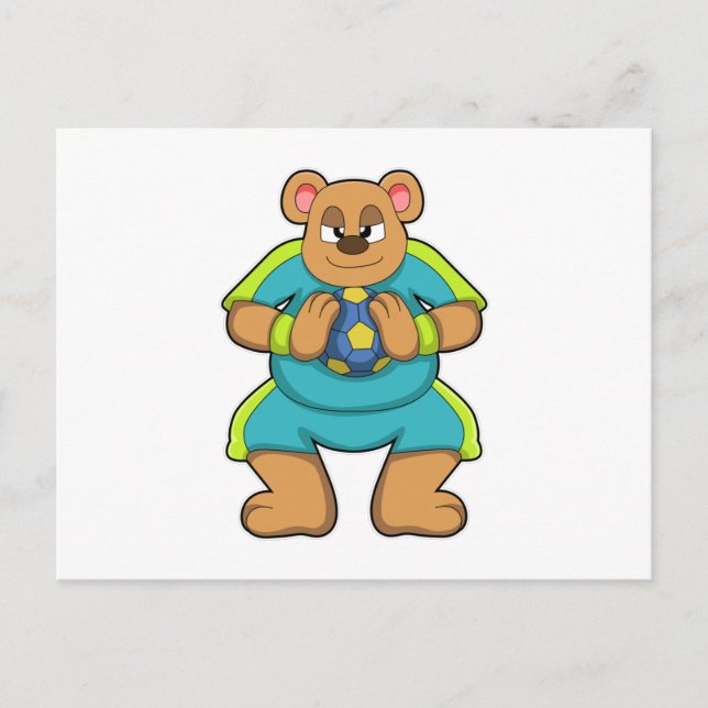 Carte Postale Ours comme joueur de handball avec Handball (Devant)
