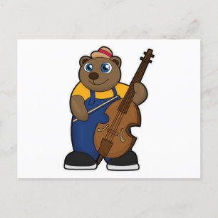 Carte Postale Ours comme musicien avec guitare