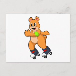 Carte Postale Ours comme patineur avec patins en ligne