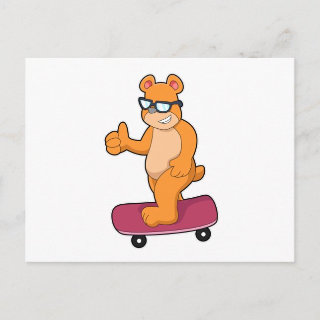 Carte Postale Ours comme patineur avec skateboard (Devant)
