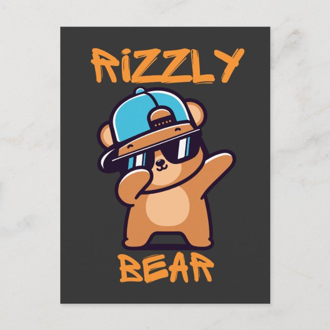 Carte Postale Ours Cool Rizzly avec lunettes de soleil (Devant)