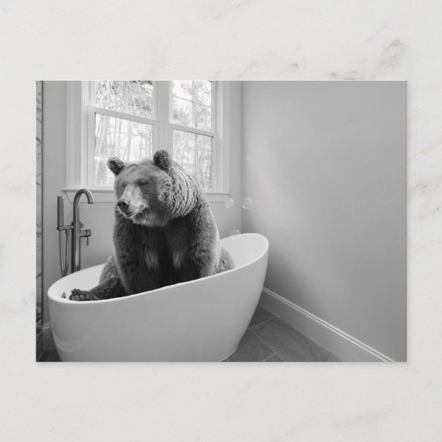 Carte Postale Ours dans le bain Mousse pour le bain (Devant)