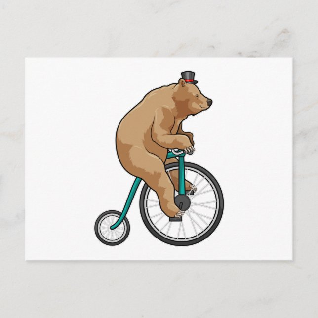 Carte Postale Ours de cirque avec bicyclette (Devant)