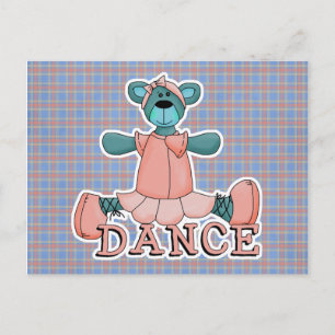 Carte Postale Ours de danseuse bleu et rose ballerine