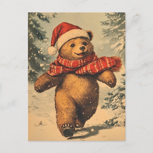 Carte Postale Ours de Noël vintage (Devant)