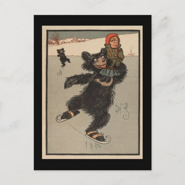 Carte Postale Ours de patinage sur glace (Devant)