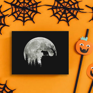Carte Postale ours debout sur la lune halloween