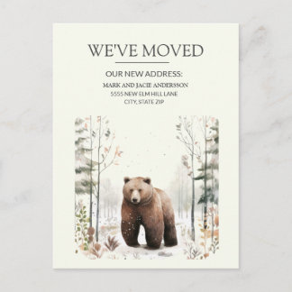 Carte Postale Ours des montagnes enneigées annonce de déménageme