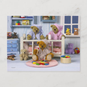 Carte Postale Ours Dinky : Partie de sciage