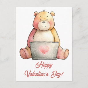 Carte Postale Ours d'ordinateur portable cosy pour la Saint-Vale