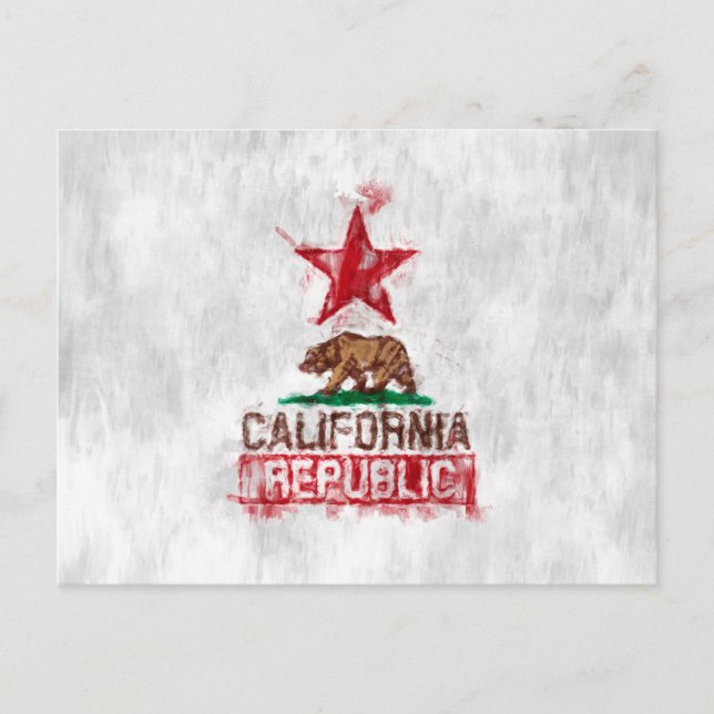 Carte Postale Ours drapeau de Californie en style peint (Devant)