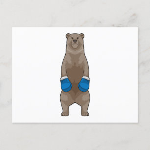 Carte Postale Ours en Boxeur avec gants de boxe