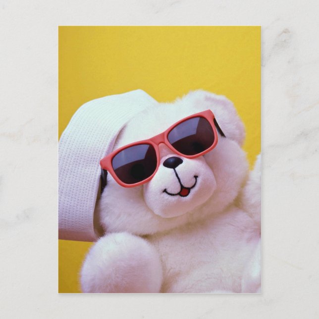 Carte Postale Ours en peluche cool en verre de soleil (Devant)