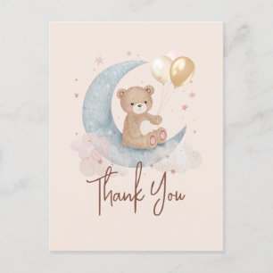 Carte Postale Ours en peluche pour fête de bébé, Merci pour la L