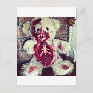 Carte Postale ours en peluche zombie
