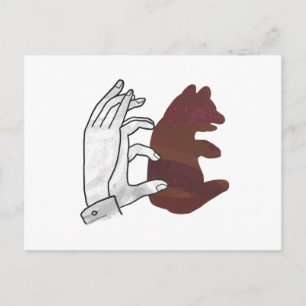 Carte Postale Ours en silhouette de main marron
