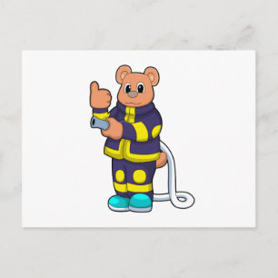Carte Postale Ours en tant que pompier au service d'incendie ave