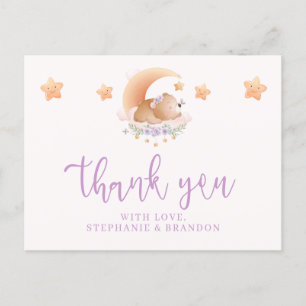 Carte Postale Ours endormi sur un nuage Baby Shower Merci