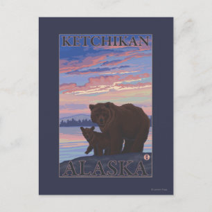Carte Postale Ours et couteaux - Ketchikan, Alaska