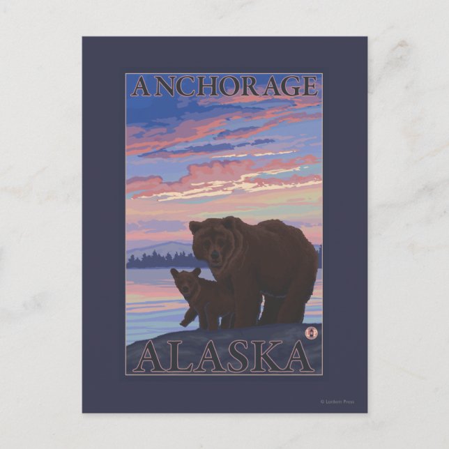 Carte Postale Ours et cub - Anchorage, Alaska (Devant)