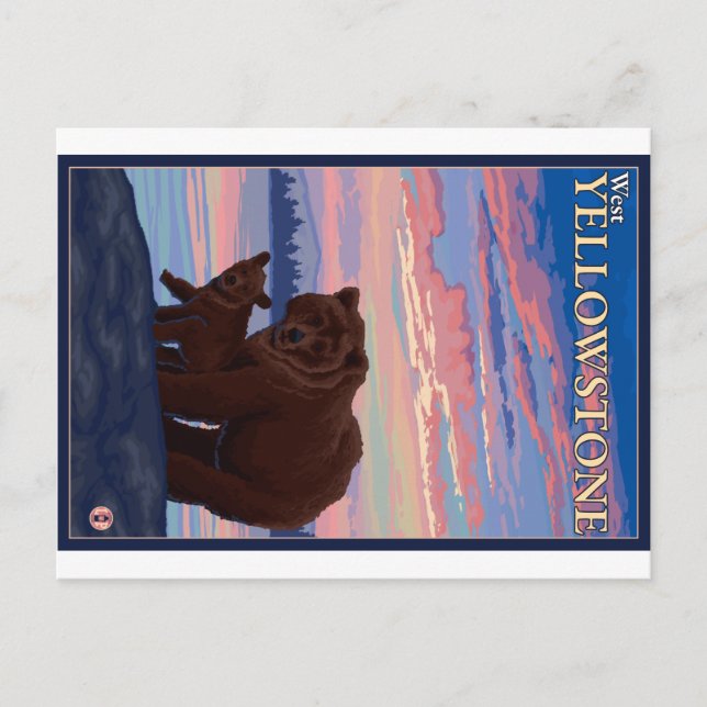 Carte Postale Ours et cub - West Yellowstone, Montana (Devant)