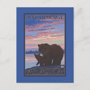 Carte Postale Ours et ourson - Anchorage, Alaska