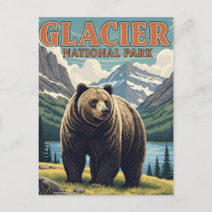 Carte Postale Ours grizzli dans le parc national des Glaciers Mo