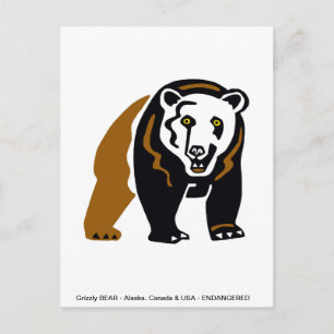 Carte Postale Ours grizzly - Animal en voie de disparition - Nat
