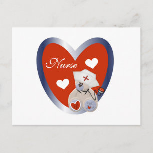 Carte Postale Ours-infirmière avec T-shirts et cadeaux de coeur