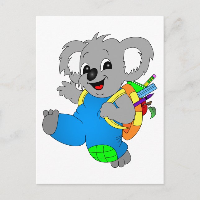 Carte Postale Ours Koala avec sac à dos (Devant)